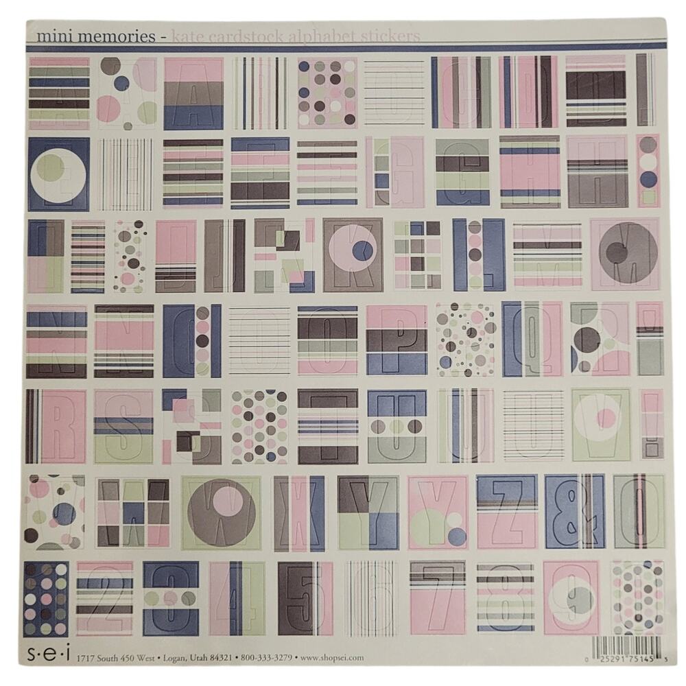 Mini Memories Kate Cardstock Alphabet Stickers Pastel Upper‎ Case Scrapbooking